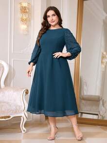 Reflora Vestido longo elegante com missangas, tamanho grande, vestido azul-marinho, vestido gracioso, adequado para festivais, casamentos, festas, formaturas e outras ocasiões elegantes - Azul marinho - Ver 8