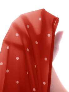 Rusticease Plus Size Women Summer Casual Vacation Red Polka Dot Ruffle Petal Sleeve Dress,Holiday Casual Round Neck Ruffle Puff Sleeve Flowy Country Outfits - Red - View 10