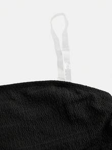 SHEIN 少女粉色碎花修身休闲舒适优雅背心和中长裙两件套 - 黑色 - 查看 8