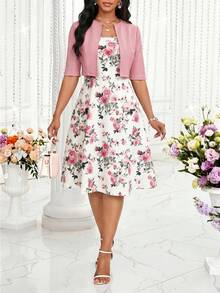 SHEIN Lady 2件套 女士印花篮球衫和纯色开衫，休闲日常穿着 - 彩色 - 查看 3
