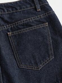 SHEIN Tall Chân váy ngắn denim cạp cao màu chàm đậm dành cho nữ, kiểu dáng thường ngày và mùa hè thanh lịch. - Rửa tối - Xem 5