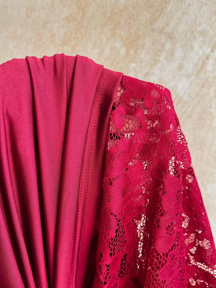 Soleia Đầm mini ôm sát màu hồng nhạt xuyên thấu với dây rút, kiểu dáng boho, kiểu dáng quây ngực ren xoắn mới, thích hợp cho tiệc tùng, tiệc chiêu đãi, kỳ nghỉ, phong cách vintage, lễ hội, đi biển, du thuyền. - Đỏ - Xem 7