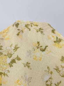 CovetEZ فستان كاجوال أسود بتصميم رقعي من الدانتيل، ربيع/صيف - أصفر - مشاهدة 6