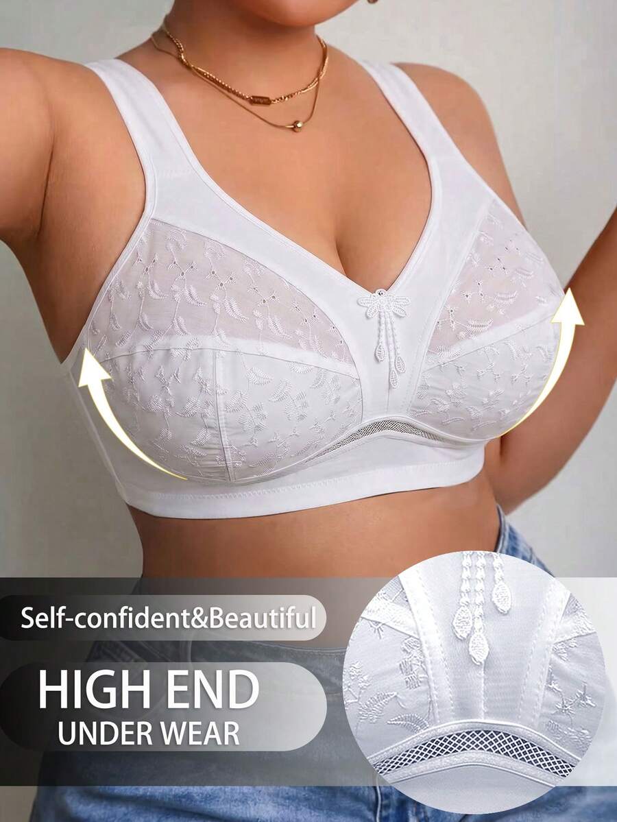 DesireSculpt Sujetador inalámbrico de talla grande - Blanco - Ver 1
