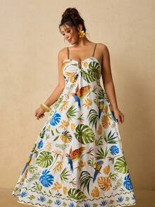 Travachic Plus Size Tropical Print Sleeveless Casual Dress - Multicolor - View 5