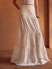 MOTF PREMIUM WOMEN'S COTTON EMBROIDERED VACATION SKIRT, SPRING/SUMMER - White - View 8