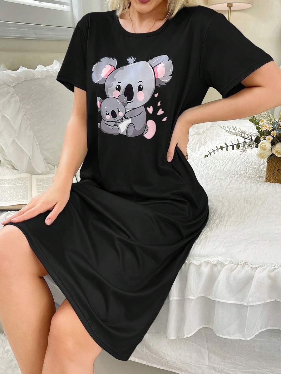 SHEIN 可爱考拉爱心印花睡衣(女士款) - 彩色 - 查看 1