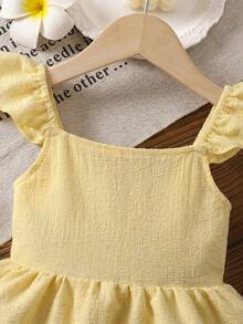 SHEIN LMoss Kids Áo hai dây màu trắng thêu nơ dễ thương, đa năng cho bé gái, thích hợp cho kỳ nghỉ hè. - Nhiều màu - Xem 5