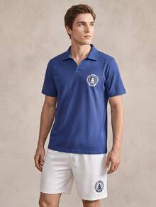 Conjunto de ropa de estar en casa informal y vintage con estampado de monedas azul y blanco para hombres de EverLounge, colección primavera/verano - Multicolor - Ver 6