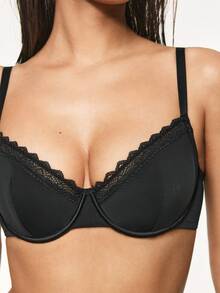 SHAPORA 1 chiếc quần lót nữ, áo ngực nâng đỡ, áo lót mặc thường ngày và đi làm. - màu đen - Xem 5
