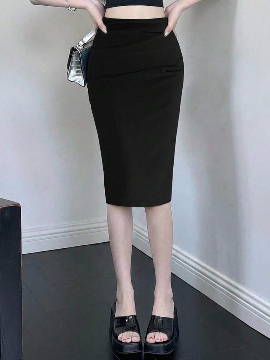 DAZY Women's High Waisted Bodycon Skirt,Pencil Skirt - Black - View 1
