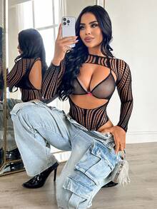 ChaseTheNight Bộ đồ lót lưới dài tay xuyên thấu gợi cảm 2 món dành cho nữ, đồ lót sexy cho nữ, người lớn, tuần trăng mật, nóng bỏng, hẹn hò, đồ lót gợi cảm cho nữ, đồ lót lưới sexy, bộ đồ lót gợi cảm cho nữ, trang phục gợi cảm, đồ lót gợi cảm cho nữ, người lớn, tuần trăng mật, nóng bỏng, hẹn hò, đồ lót, đồ lót lưới sexy, bộ đồ lót, trang phục gợi cảm - màu đen - Xem 8