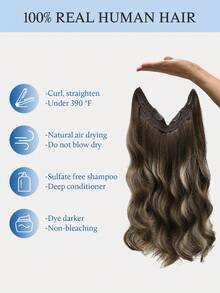 Ekstensi Rambut Halo Rambut Manusia Asli 100% Tanpa Sambungan, Panjang 12-16 inci, Lurus, Lembut, Warna Cokelat Tua hingga Emas Karamel, Ekstensi Rambut Remy dengan Jepitan. - S4/26/4 - View 7