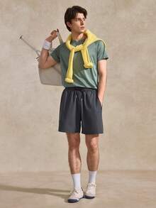 Courvante 男士網球夏季休閒圓領插肩袖運動T恤 健身運動服 跑步背心 健身房上衣 透氣 - 綠色 - 查看 8