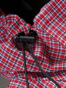 PAVTROS Men's Plaid Hooded Casual Versatile Daily Wear Jacket - Red - View 5