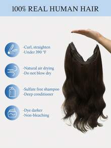 Extensiones de cabello con halo de cabello humano 100% real, extensiones de cabello sin costuras con cable, 12-16 pulgadas, color marrón claro, suave al tacto, con clips, extensiones de cabello Remy - S2A - Ver 6