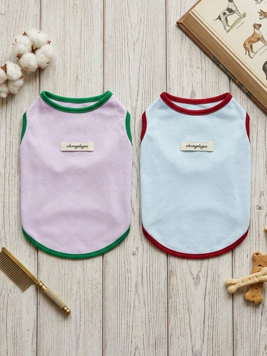PETSIN Pet Spring New Dog Clothes Animal Supplies Pet Clothing Dog Tank Top Cat T-Shirt Teddy Outfits Small Animal Attire Casual Cool Tank Top Dog Clothes Cat Clothes Two-Season Spring & Summer New Tank Top - Multicolor - View 1