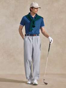 Courvante 男士對比領口與袖口短袖 Polo 衫，適合您的網球與高爾夫球男友 - 水鴨藍 - 查看 7