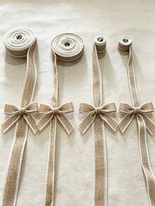 1Roll White Edge Decorative Rope Burlap Ribbon For Gift Wrapping Wedding Event Party Home Bows DIY Crafts Art Decoration - multicolor - View 6