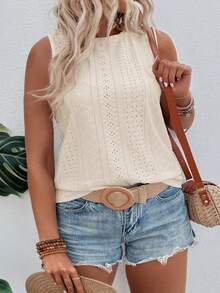 EMERY ROSE New Arrival Plus Size Women Fashionable Casual Versatile Jacquard Knit Sleeveless Top - Multicolor - View 4