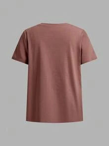 SHEIN Bộ 3 áo thun nữ cơ bản, thoải mái, tối giản, màu đen, trắng, nâu, áo mặc nhà, thích hợp cho mùa xuân/hè. - Nhiều màu - Xem 5