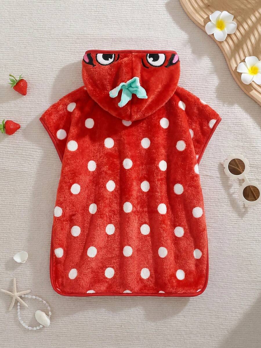 Cozy Pixies Áo tắm có mũ trùm đầu in hình chấm bi và dâu tây cho bé gái - Nhiều màu - Xem 1