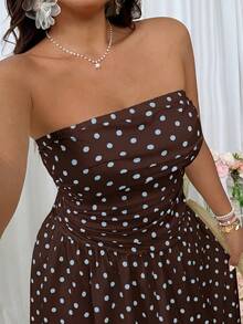 GalTyme Đầm quây màu nâu sô cô la chấm bi kiểu dáng thường ngày dành cho nữ - Màu nâu Sô-cô-la - Xem 7