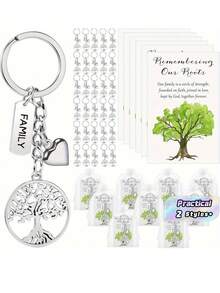 1 Piece Family Love Life Tree Alloy Keychain Pendant, Thanksgiving Party Favor Gift Set, Ideal For All Holiday Presents - multicolor - View 1