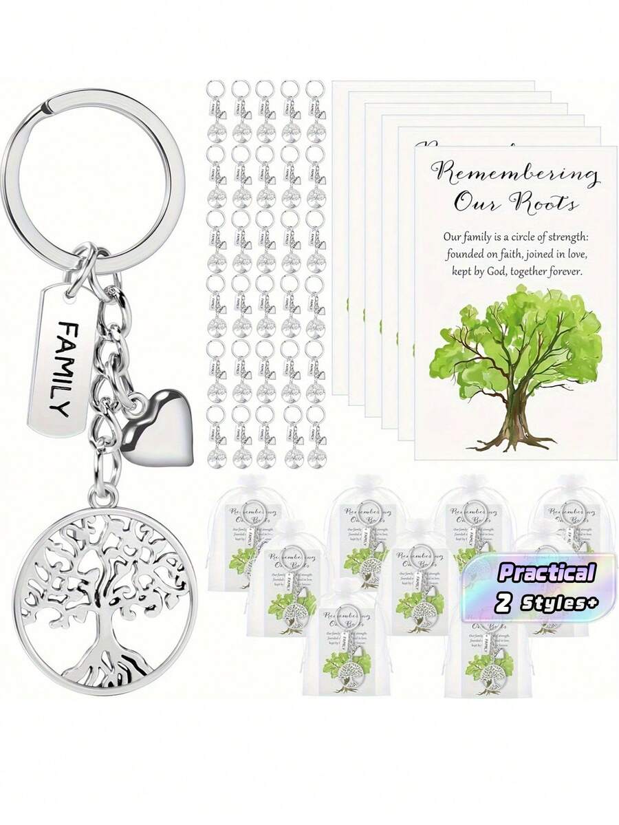1 Piece Family Love Life Tree Alloy Keychain Pendant, Thanksgiving Party Favor Gift Set, Ideal For All Holiday Presents - multicolor - View 1