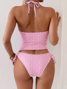 Swim Mod Set Bikini Dua Potong Motif Bunga Tropis untuk Wanita, Cocok untuk Liburan Santai - MultiWarna - View 2