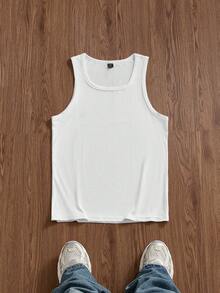 SWAVVY Men's Summer Casual Slim Fit Sleeveless Tank Top, Plain, Apricot Color - Apricot - View 6