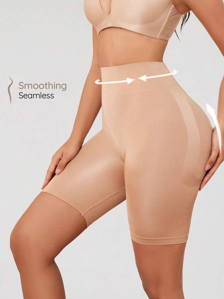 SHAPORA Women Solid Color High Waist Body Shaping Panties - Apricot - View 1