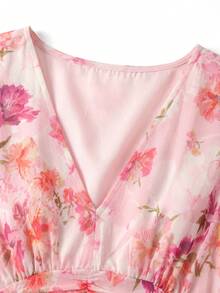 Vestido de falda larga y elegante para mujer, vestido de diosa con cuello en V y cintura elástica, adecuado para banquetes y fiestas en otoño/invierno, color marrón - Rosa Pálido - Ver 7