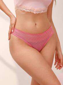 Eraneu 3pcs/Set Hollow Heart Jacquard Mesh Thong Panties - Multicolor - View 5