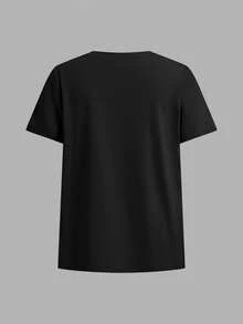 SHEIN Bộ 3 áo thun nữ cơ bản, thoải mái, tối giản, màu đen, trắng, nâu, áo mặc nhà, thích hợp cho mùa xuân/hè. - Nhiều màu - Xem 3