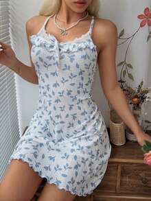 CottageSlumber Camisón casual y cómodo de mujer con diseño de encaje calado y parches - Blanco - Ver 3