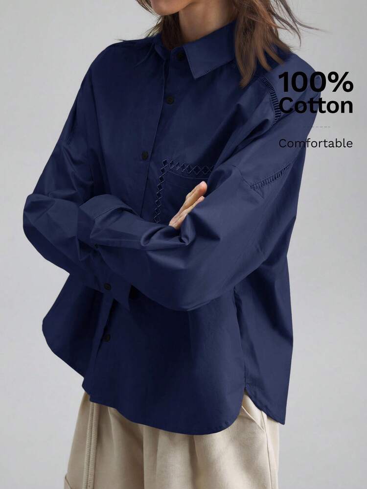 Women's Beach Outfit, Holiday Outfit, Country Style, Country Music Festival, Stockholm Style, Women's Teacher Outfit, 2026 New Summer Women Long Sleeve Embroidered Blouse, Lapel Casual Loose Top, Hollow Out Embroidery Design, Vacation Style Business Casual Women Office Wear, Women Teacher Outfit