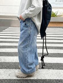 SHEIN 男童宽松黑色牛仔裤 - 淺色水洗藍 - 查看 4