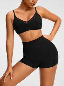 SHAPORA Ladies' Solid Color Simple Shapewear Bottoms Booty Shorts, Panty - Black - View 6