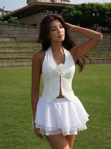 Fluxe Dây chuyền trang trí hoa 3D dành cho nữ, kiểu dáng thường ngày, đa năng. - trắng - Xem 4
