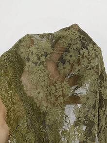 SHEIN BAE 女士性感蕾丝吊带背心，透视修身短款，适合夏季度假 - 軍綠色 - 查看 6