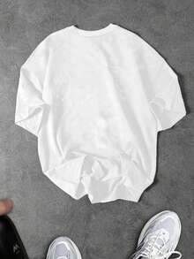 Sport MetroGents Kaos Pria Kasual Olahraga Leher Bulat Lengan Pendek Motif Laba-laba, Cocok untuk Gym, Liburan - Putih - View 2
