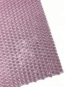 EgrlEra Petite Women's Rhinestone Fishnet Spaghetti Strap Necklace, Sparkling Rhinestone Inlaid, Suitable For Bar, Party, Club Outfits - Baby Pink - View 7