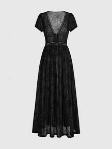 ROMWE Spring/Summer Vacation Beach Gothic Sheer Spider Web Blouse - Black - View 7