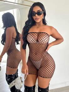 ChaseTheNight Áo liền thân crop top lưới xuyên thấu khoét lỗ gợi cảm dành cho nữ, đồ lót sexy cho phụ nữ, người lớn, tuần trăng mật, nóng bỏng, hẹn hò, đồ lót, đồ lót lưới gợi cảm, bộ đồ lót, trang phục sexy - màu đen - Xem 4
