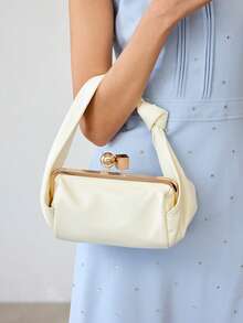 MOTF WOMEN'S KNOT STRAP KISS LOCK HANDBAG - White - View 8