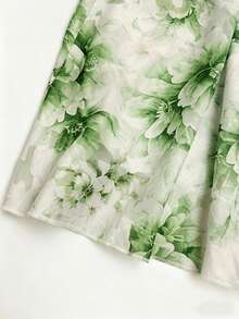 Qadelle Falda de línea A versátil y elegante con diseño floral calado, nueva llegada del verano 2026 - Verde - Ver 6