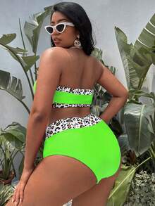 Swim Vcay 2025 Plus Size Bandeau Bikini Set - Light Yellow - View 2