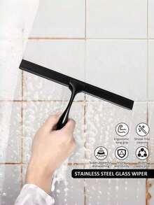 1PC Stainless Steel Multi Purpose Cleaning Tool Shower Squeegee Window Cleaner Floor Squeegee For Bathroom Tile Mirror Auto Glass Glass Door Shower Scraper Bathroom Cleaning Brush Home Kitchen Accessory - 1pc - View 4