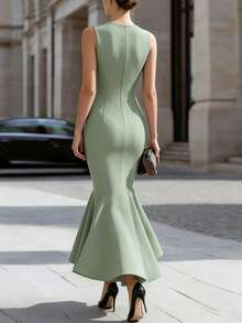 SHEIN Hellgrünes ärmelloses Meerjungfrauenkleid, elegantes Sommeroutfit für Frauen - Minzgrün - Übersicht 2